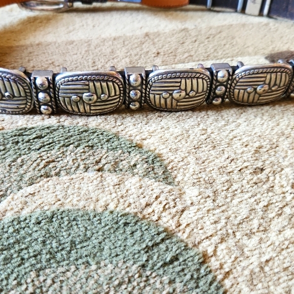 90's Brighton Belt Chunky Silver Black Heavy 1995 Round - Picture 2 of 9